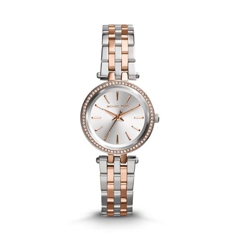 michael kors rose gold and silver ladies watch